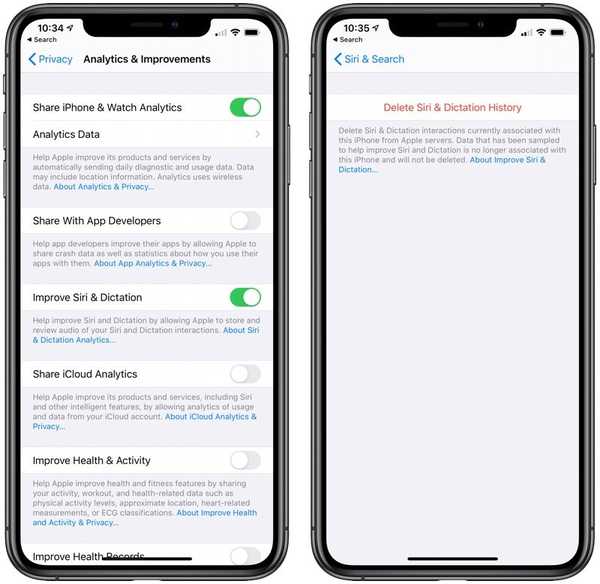 Apple aggiunge la possibilità di eliminare la cronologia di Siri e Dictation in iOS 13.2
