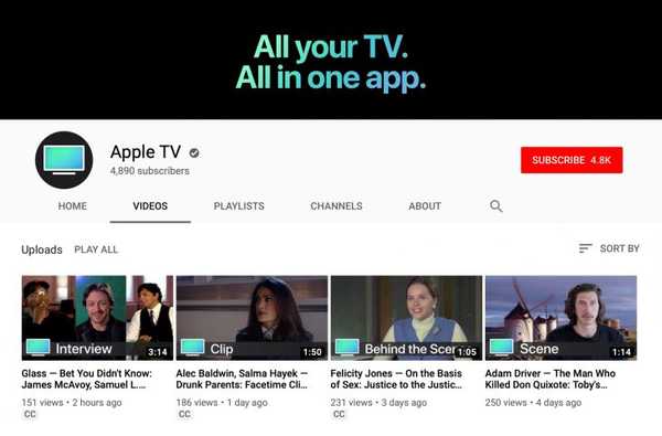 Apple startet neuen YouTube-Kanal Apple TV mit Filmtrailern, Interviews mit Prominenten und vielem mehr