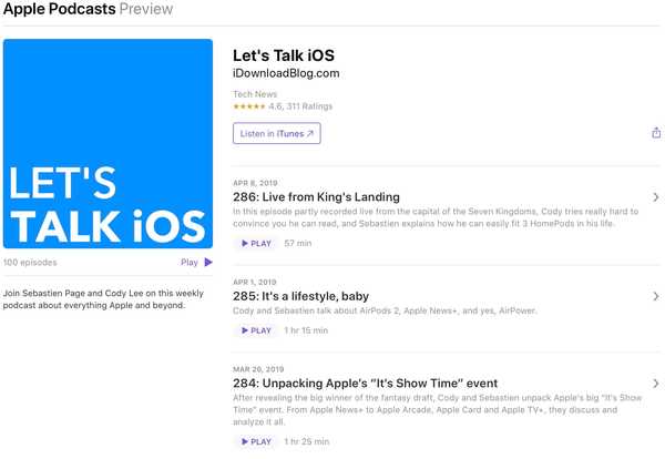 Apple Podcasts obtiene reproducción web antes que una aplicación de podcasts dedicada en macOS 10.15