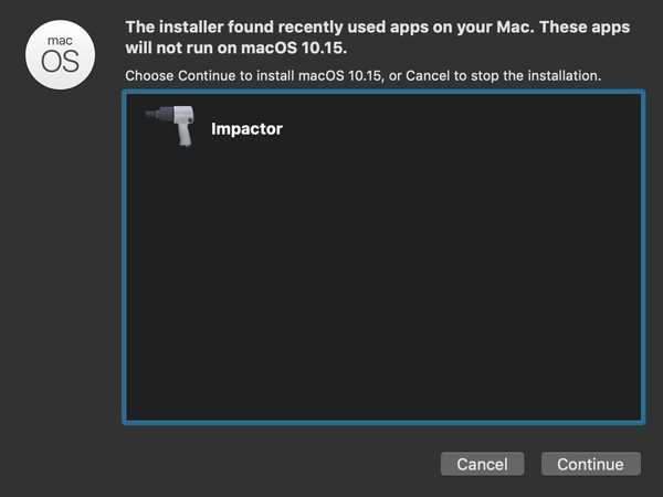 Cydia Impactor tidak berfungsi di macOS 10.15 Catalina beta (belum)