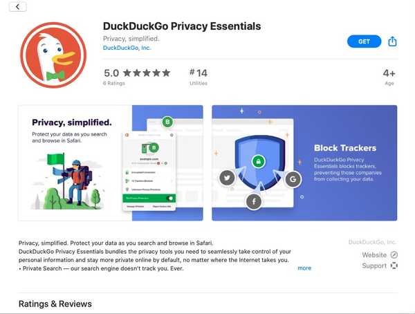 DuckDuckGo Privacy Essentials revine la Mac Safari
