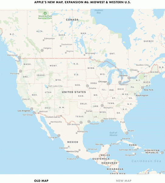 Data Apple Maps yang disempurnakan meluas ke Midwestern dan AS Barat.