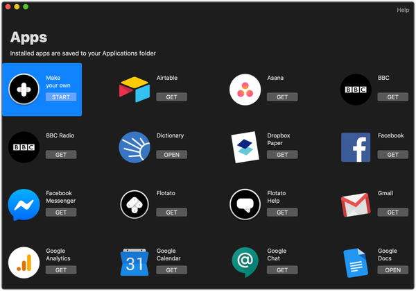 Flotato ist eine interessante Möglichkeit, Web-Apps auf Ihrem Mac zu verwenden