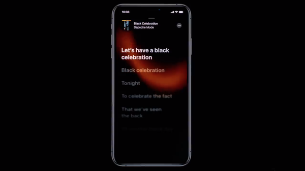 Urmăriți împreună cu versuri sincronizate cu timpul și veți vedea o vizualizare Up Next Next cu Apple Music în iOS 13