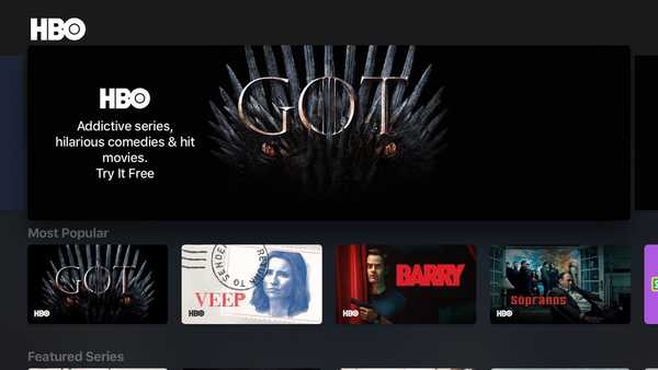 HBO, EPIX, Cinemax og andre abonnementskanaler er lagt til Apples TV-app