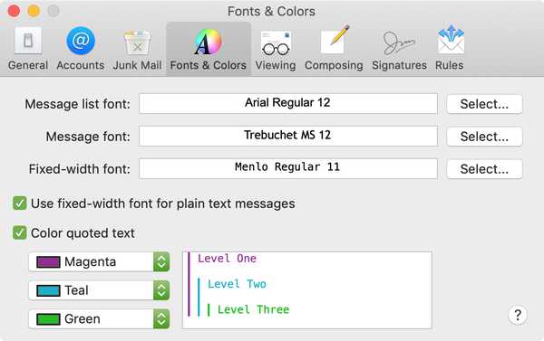 Hvordan tilpasse skrifter og farger i Mail-appen