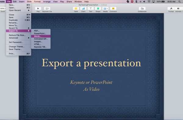 Cara mengekspor presentasi dalam Keynote atau PowerPoint sebagai video