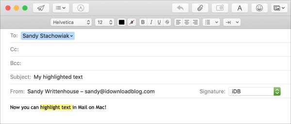 Cum să evidențiați text în Mac Mail pentru a vă accentua cuvintele