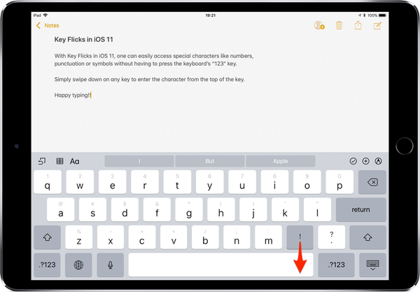 Hur man skriver snabbare på iPad med nyckelflickar
