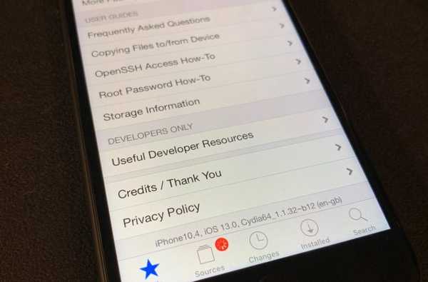 iBSparkes tachinează Cydia care rulează pe primul iOS 13 beta