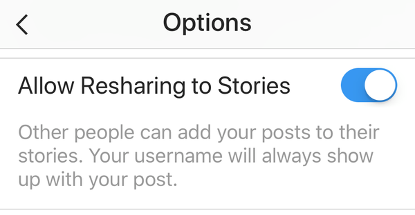 Instagram bekrefter at det tester alternativet for videredeling