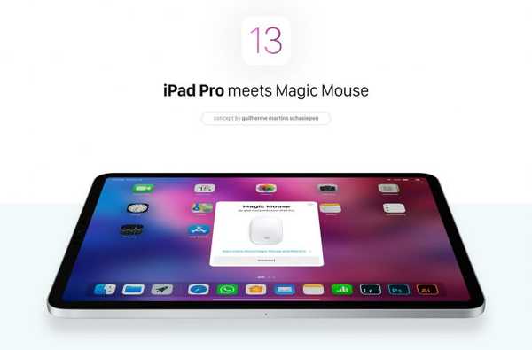 El concepto de iOS 13 prevé compatibilidad con mouse para iPad, aplicaciones con ventana, modo oscuro, centro de control revisado, multitarea mejorada y más