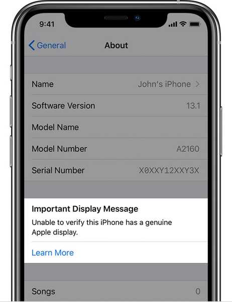 iPhone 11 og iPhone 11 Pro vil vise en advarsel hvis en ikke-ekte Apple-skjerm er installert