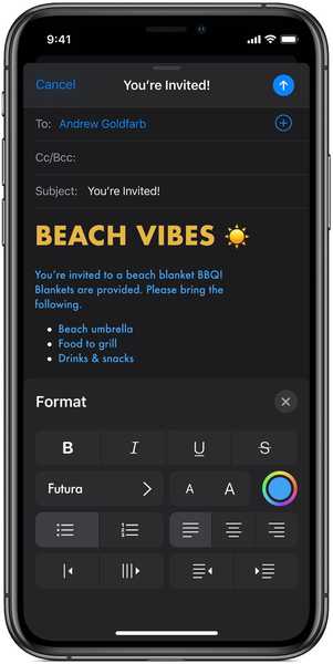 Mail in iOS 13 fügt mehrfarbige Markierungen, eine neue Formatierungsleiste, eine bessere Textformatierung und vieles mehr hinzu