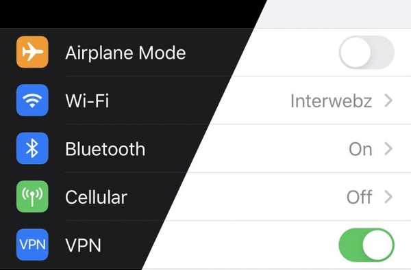 Noire mengaktifkan mode gelap iOS 13 dengan gerakan pull-down di Pengaturan