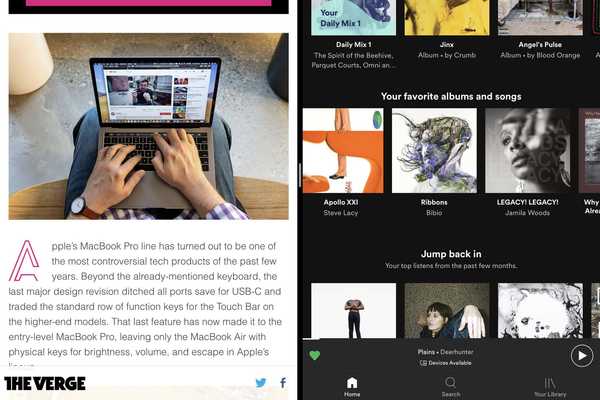 Spotify unterstützt jetzt auch Slide Over und Split View auf dem iPad