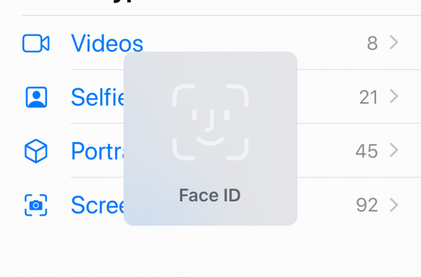 Este ajuste requiere autenticación de Face ID para acceder al álbum oculto de la aplicación Fotos