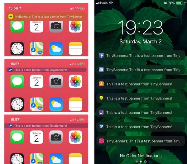 O TinyBanners fornece banners de notificação menos intrusivos para iOS 12