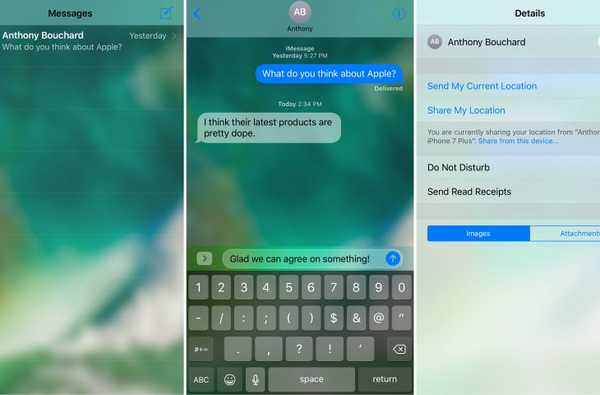 TranslucentMessages face aplicația iOS 10 Messages translucidă cu efecte estompante uimitoare