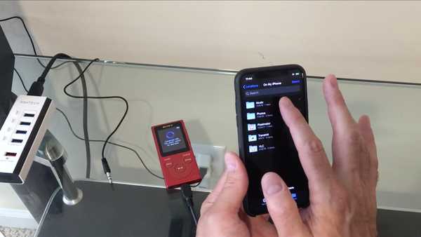 Video Sonys Walkman koblet til Files-appen på en iPhone som kjører iOS 13