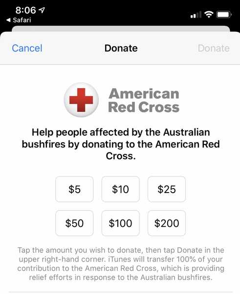 Apple se asocia con la Cruz Roja para las donaciones de ayuda contra incendios forestales de Australia