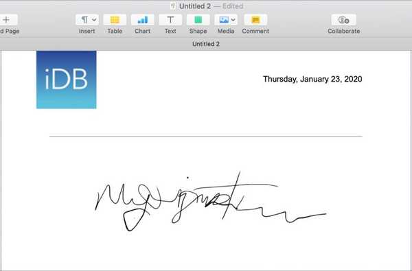 Cómo agregar una firma en Apple Pages en Mac