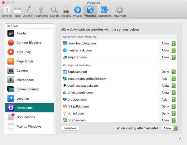 Hur du alltid tillåter nedladdningar i Safari på Mac