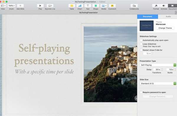 Cara memutar presentasi dan slide waktu secara otomatis di Keynote