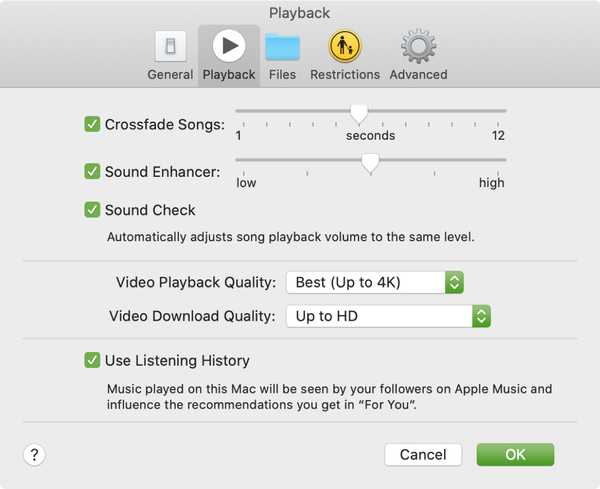 Cum să se estompeze între melodii în aplicația Apple Music pe Mac