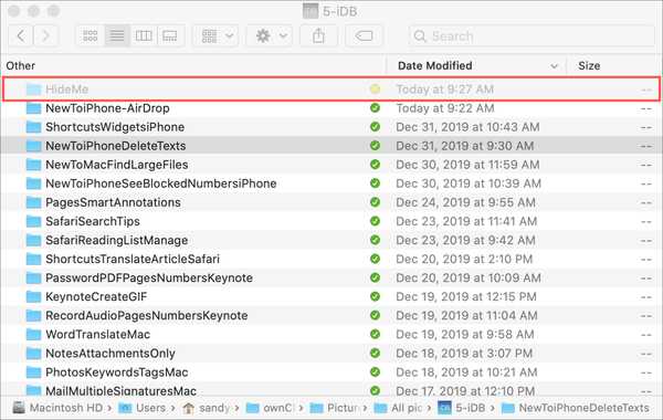 Hvordan skjule filer og mapper på Mac med Terminal