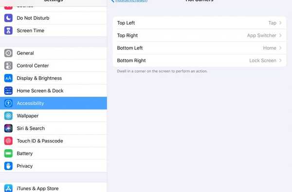 Slik konfigurerer du og bruker Hot Corners på din iPad